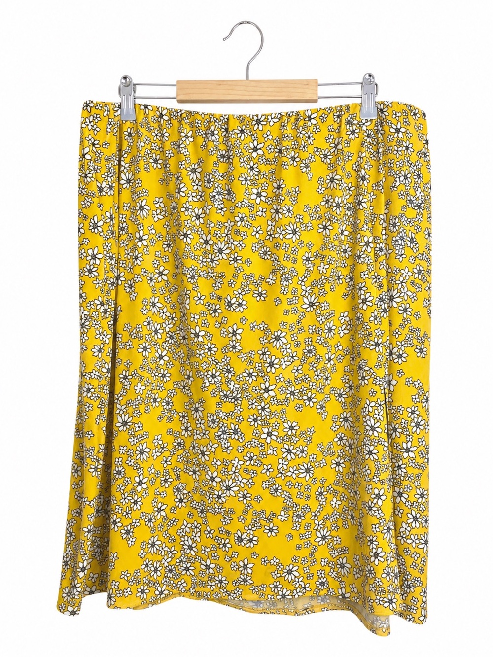 Lane Bryant Yellow Floral Skirt Size 20 Elastic Waist Daisy Print Plus Size